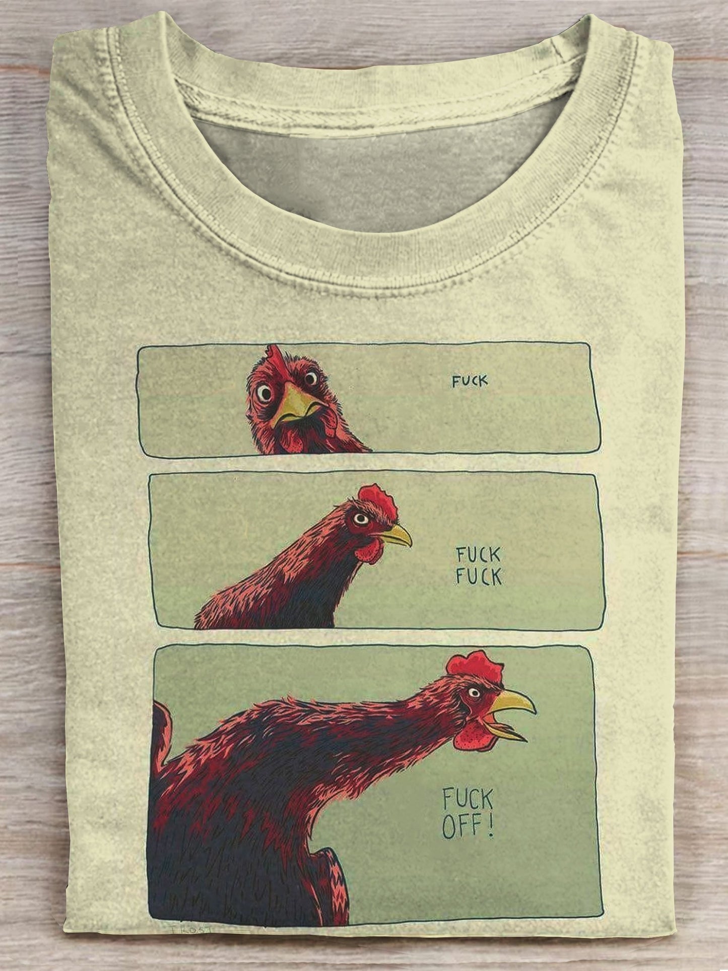 Chicken Funny Art Print Casual Crew Neck T-shirt