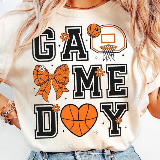 Women's Basketball Game Day Print Crew Neck T-shirt