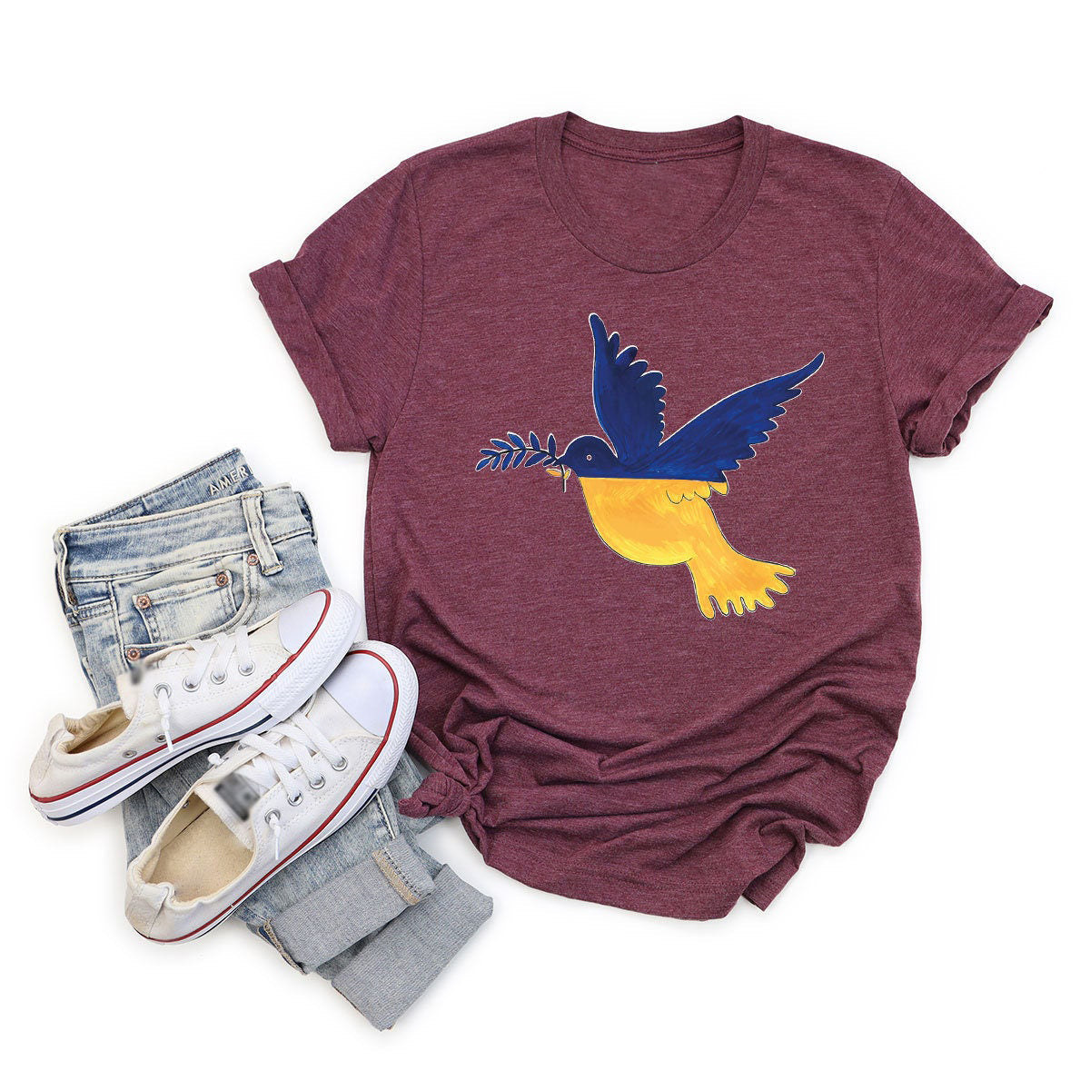 Dove of Peace Ukraine Crew Neck T-shirt