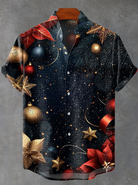Christmas Decorations Vintage Print Casual Shirt