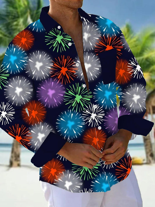 Fireworks Men's Pocket Long Sleeve Shirts