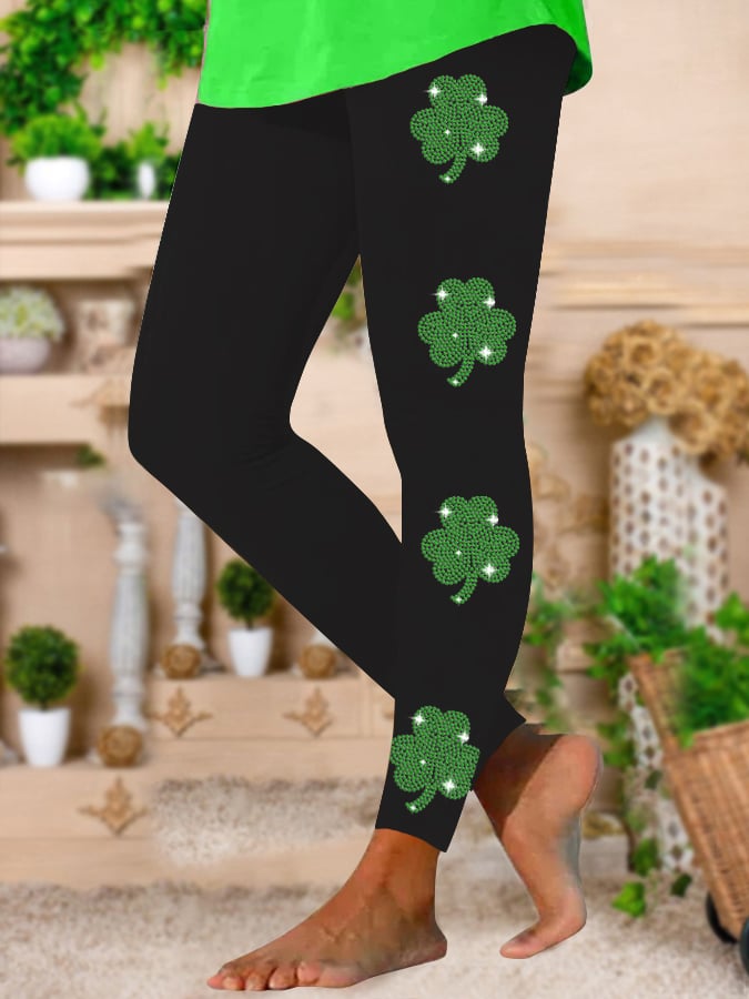 Shiny Lucky Print Leggings