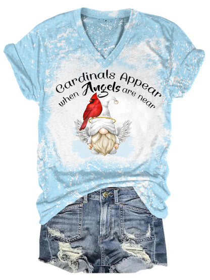 Cardinals  Appear When Angels Are Near Print V-Neck T-Shirt