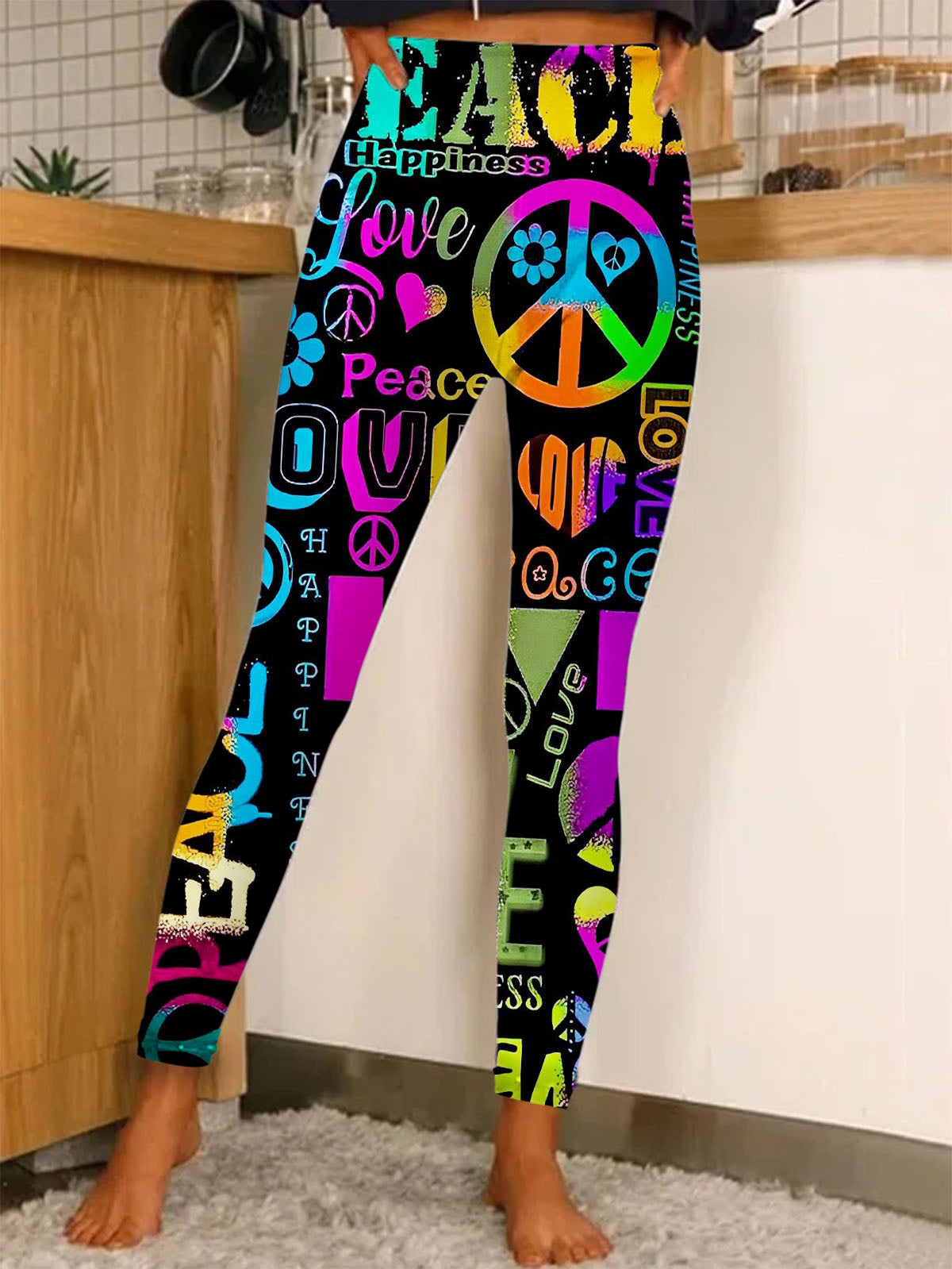 Peace LOVE  Print Leggings