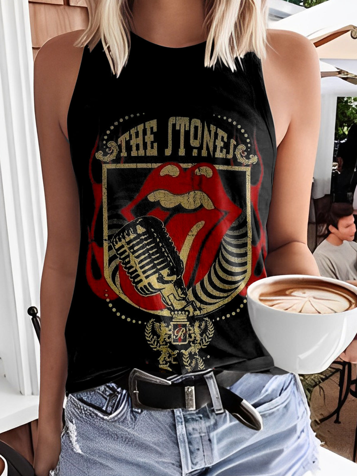 Retro Poster Print Sleeveless Tank Top