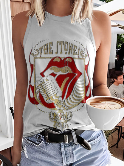 Retro Poster Print Sleeveless Tank Top