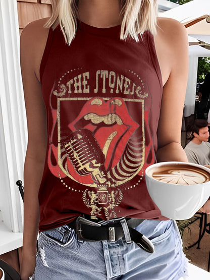 Retro Poster Print Sleeveless Tank Top