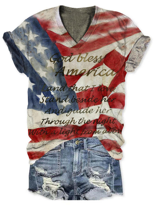 Women's God Bless Flag T-Shirt