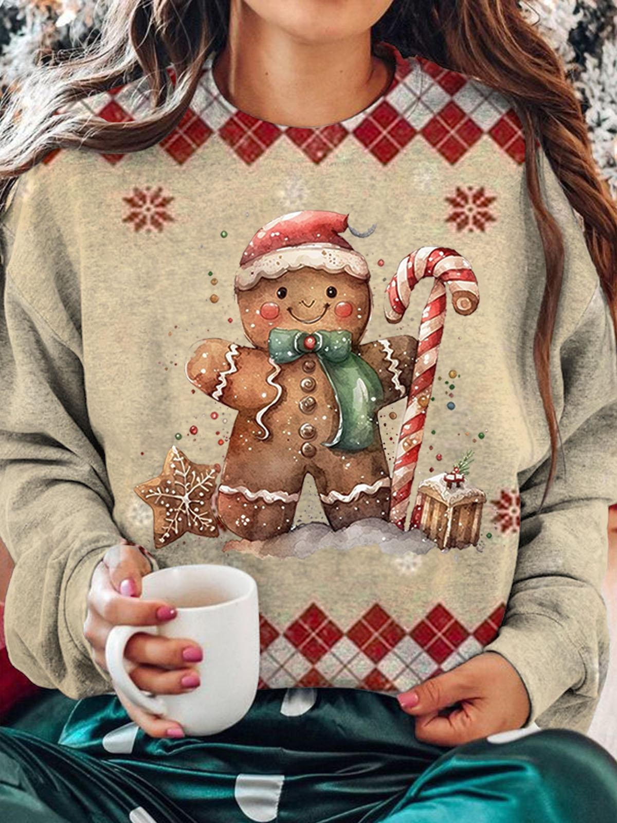 Women's Gingerbread Man Retro Christmas Print Lounge Top – Briteneye