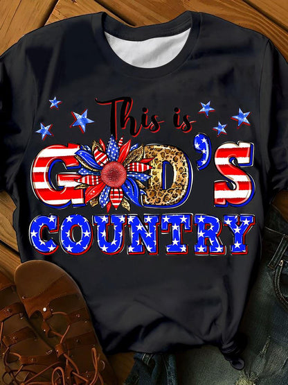 This Is God's Country 4th Of July Print Short Sleeve T-Shirt