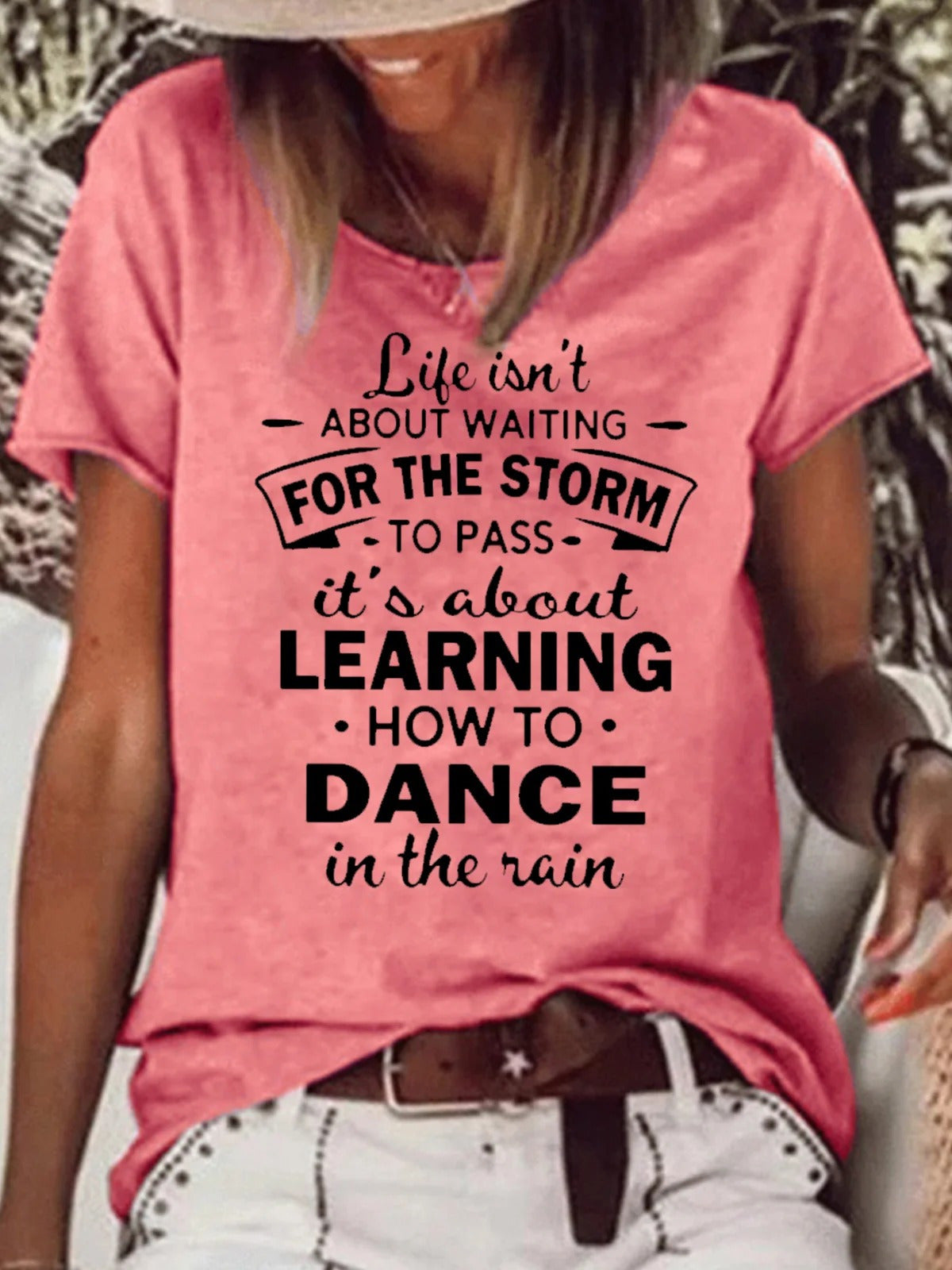 Life Isn't About Waiting For The Storm To Pass Crew Neck T-shirt