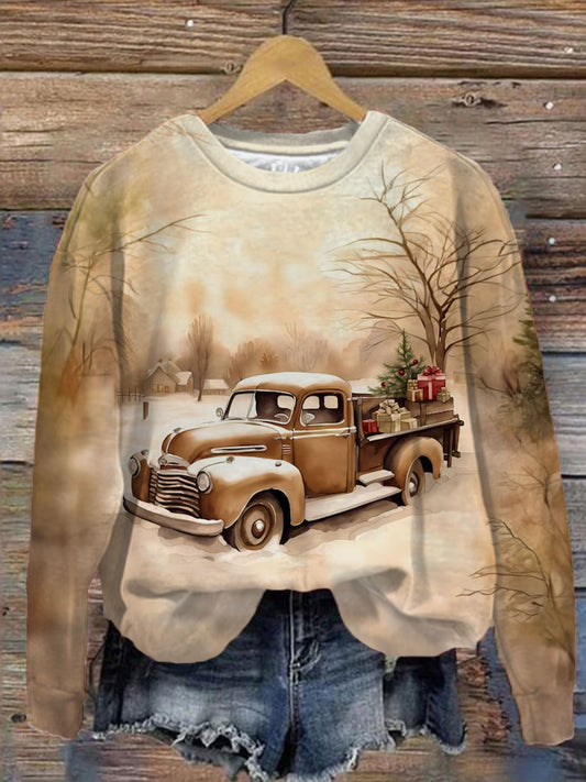 Women's Christmas Truck Print Top