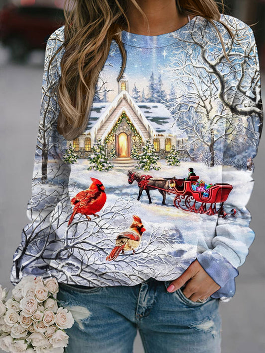 Winter Printed Long Sleeve Tops