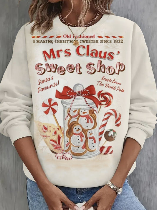 Mrs Claus' Sweet Shop Long Sleeve Casual Top