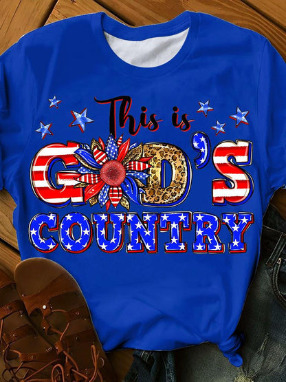 This Is God's Country 4th Of July Print Short Sleeve T-Shirt