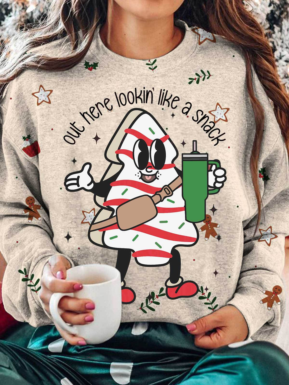 Women's Funny Christmas Print Long Sleeve Top