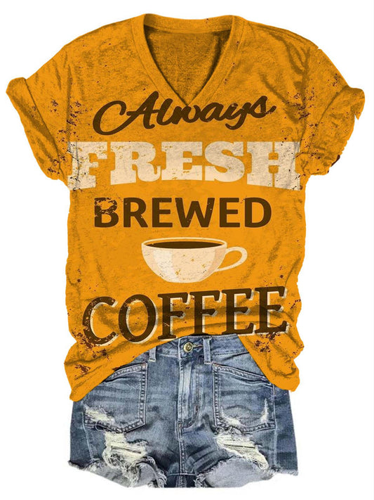 Vintage Coffee Poster V-Neck T-Shirt