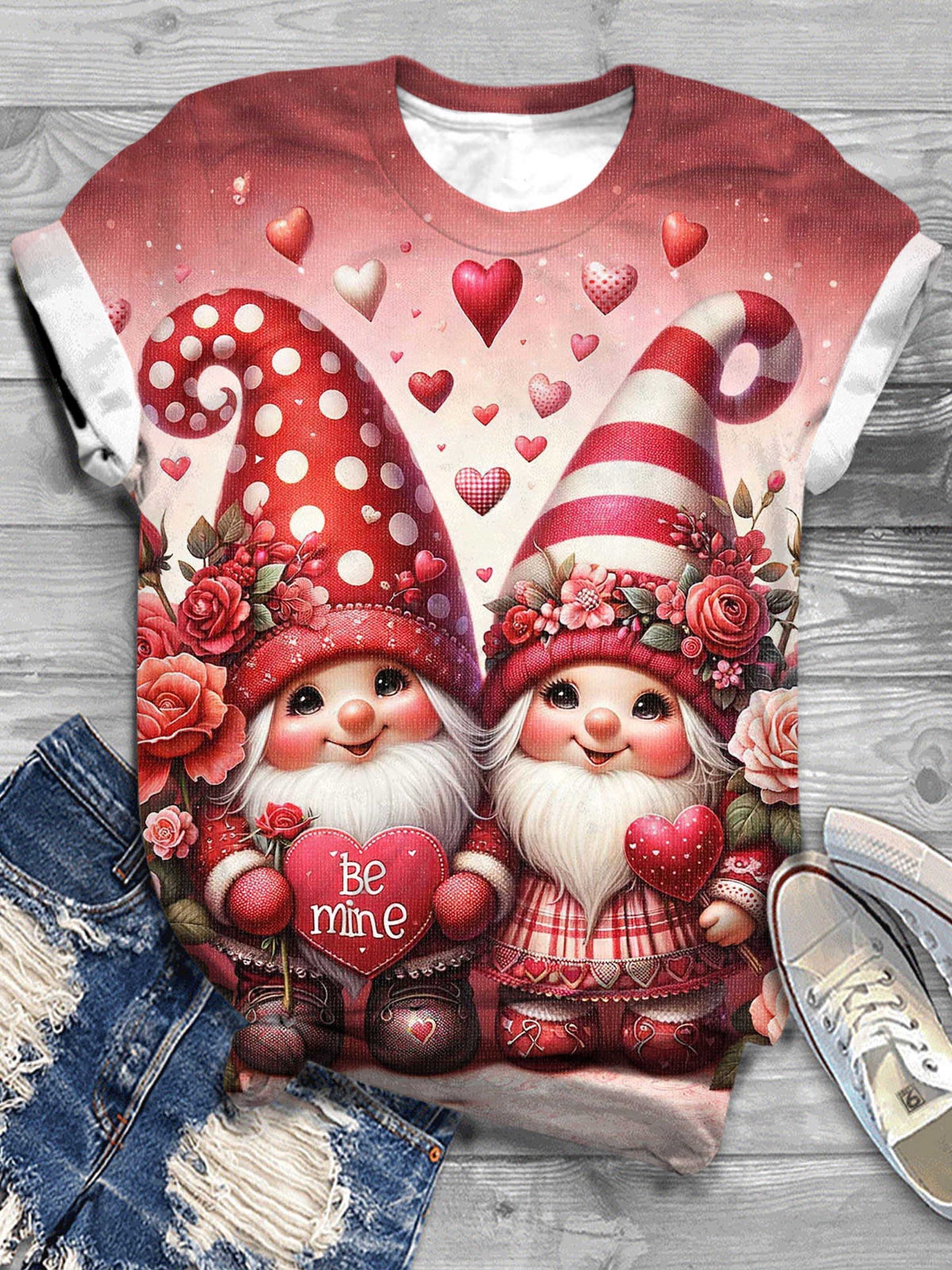 Valentine's Day Gnomies Crew Neck Tee