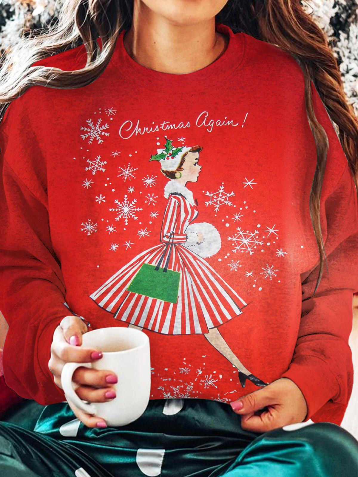 Christmas Again Printed Long Sleeve Top