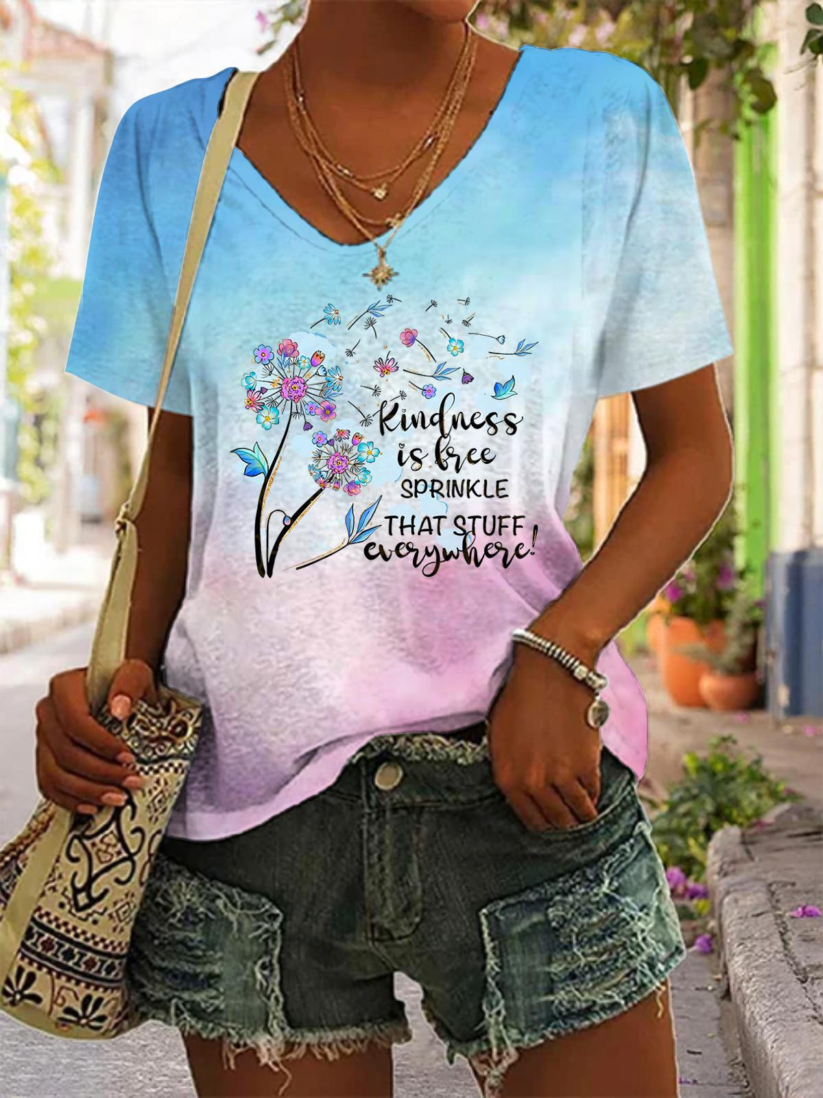 Kindness Is Free Sprinkle That Stuff Everywhere Tie Dye V Neck T-Shirt