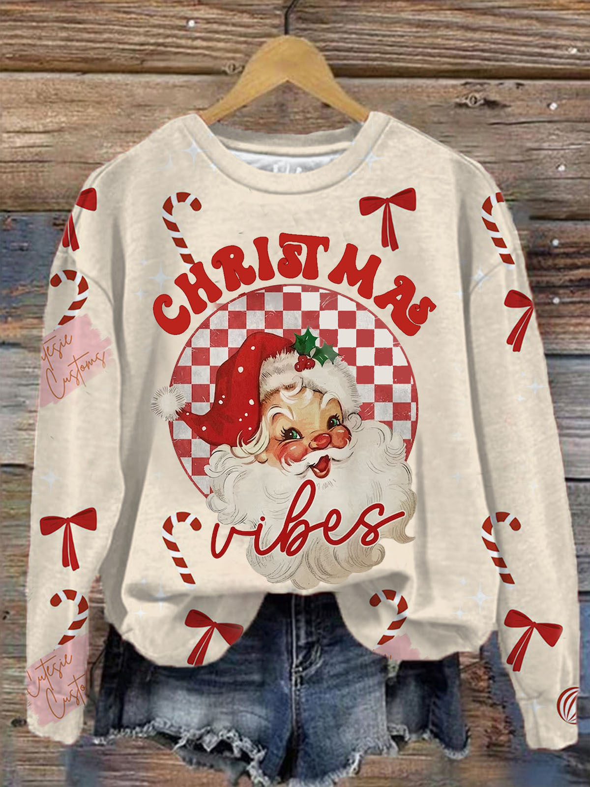 Women's Christmas Santa Print Long Sleeve Top