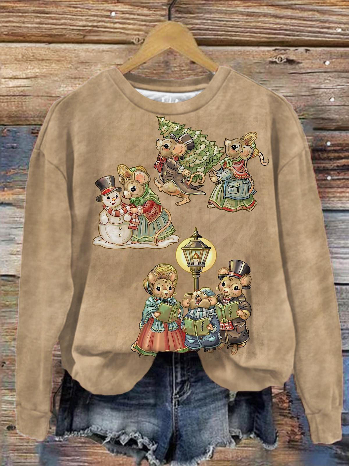 The Mouse Family's Christmas Long Sleeve Top