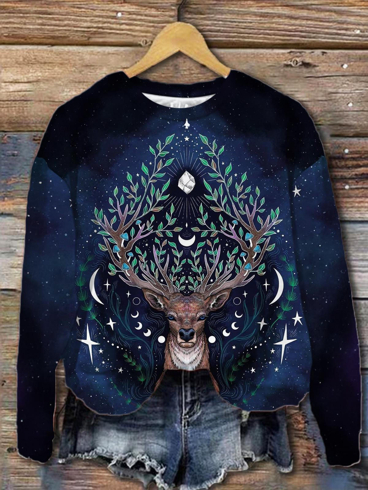 Moon Star Reindeer Long Sleeve Top