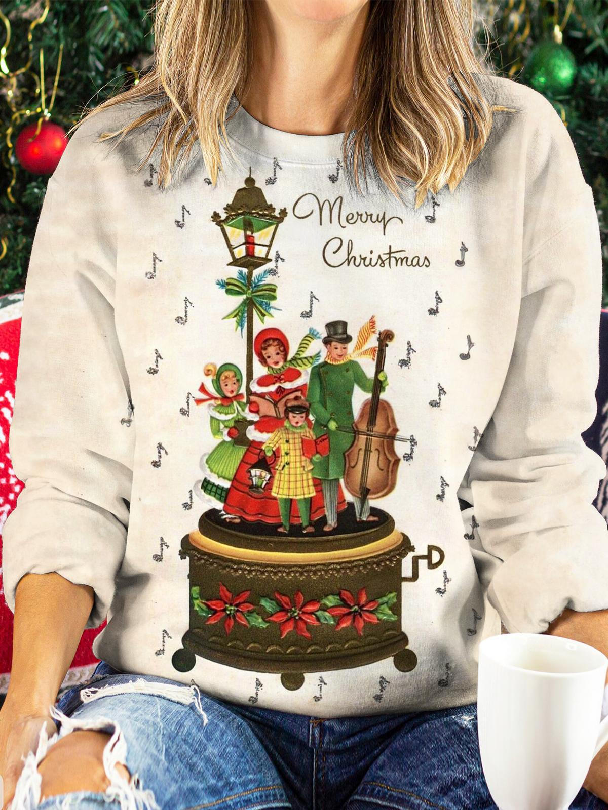 Christmas Music Box Long Sleeve Top