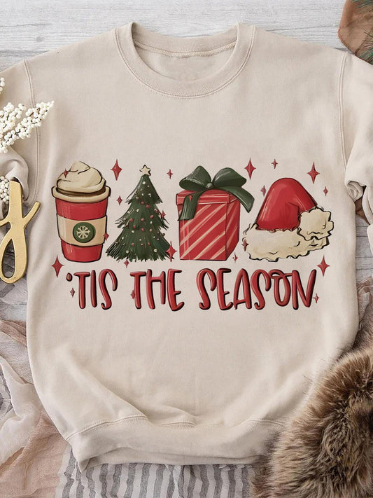 Tis' The Season Christmas Crew Neck Long Sleeve Top