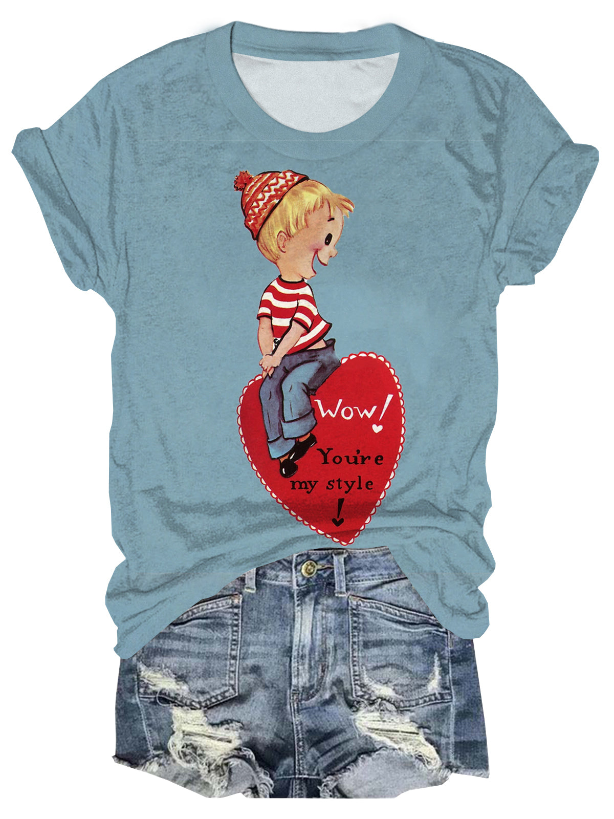 Vintage Valentine's Day Print T-Shirt