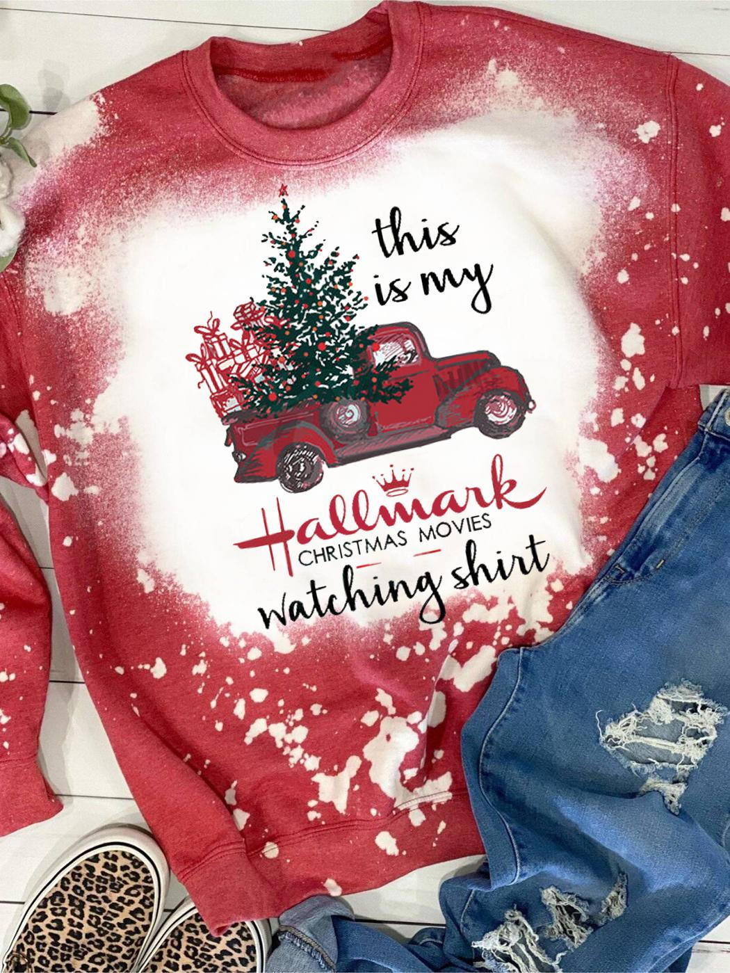 This Is My Hallmark Christmas Movies Watching Blanket Print Long Sleeve Top