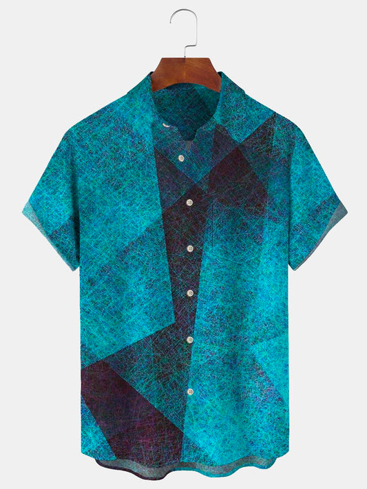 Casual Art Vintage Short Sleeve Men's Shirts With Pocket