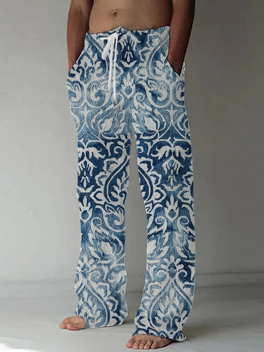 Flower Men's Casual Elastic Waist Pants