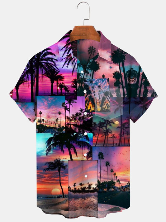 Coconut Palm Sunset Beach Herrenhemden mit Tasche